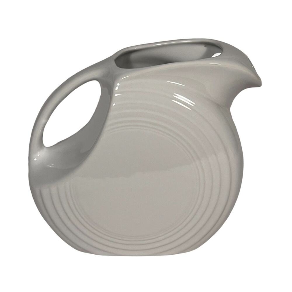 Fiesta White Ceramic Disc Pitcher Homer Laughlin Vintage 1986 32 OZ. Pitcher
